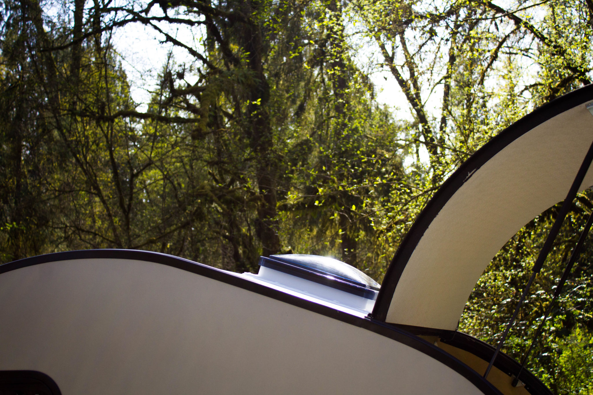 Evolve Teardrop Trailer Rooftop Vent and Open Hatch Door