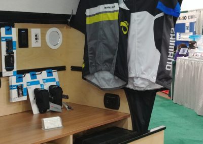 Close up view of display for Evolve Teardrop Trailer businesses